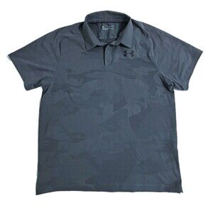 Under Armour Men's XL Camo Gray Golf Polo Tech Ventilated Performance Shirt